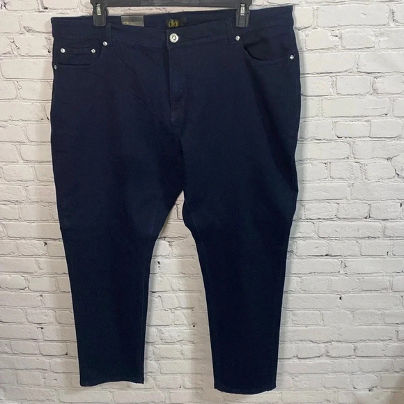 Dkin Dark Dark Blue Studded Pockets Stretch Straight Legged Jeans - Picture 1 of 9